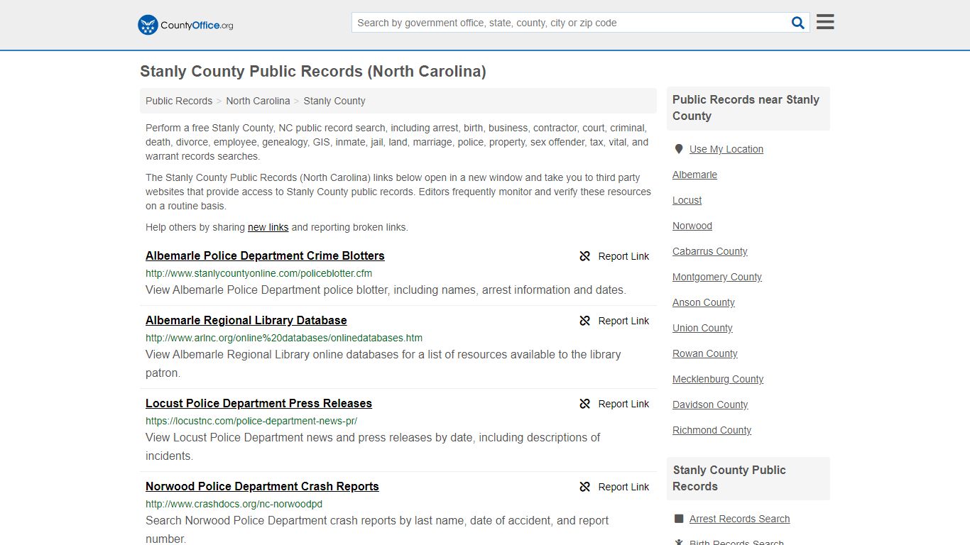 Public Records - Stanly County, NC (Business, Criminal ...